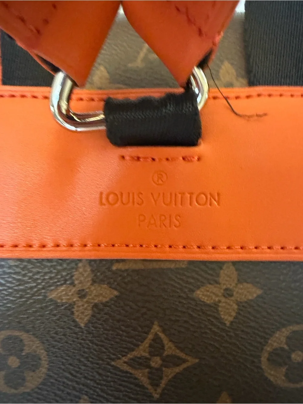 LUX inspired Brown Monogram Backpack with Orange Trim